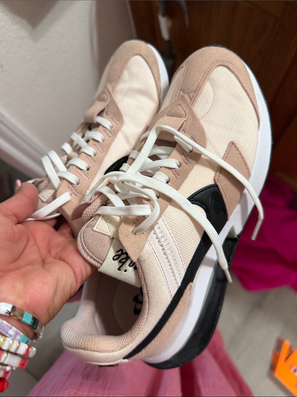 Nike Women's Beige and Black Retro Runner Sneaker - Picture 2 of 7
